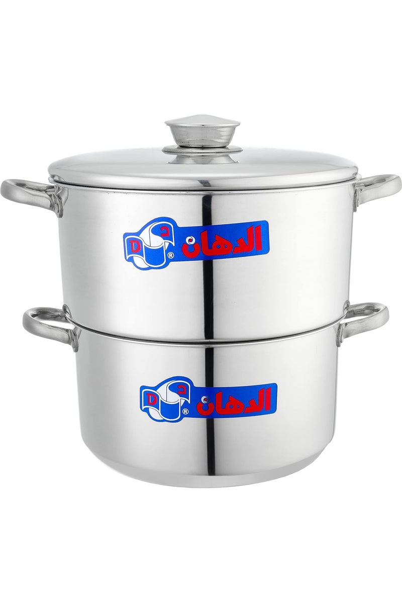 El dahan Aluminum Steamer Pot with Stainless Steel Handles, 30 cm - Silver 6221124010315