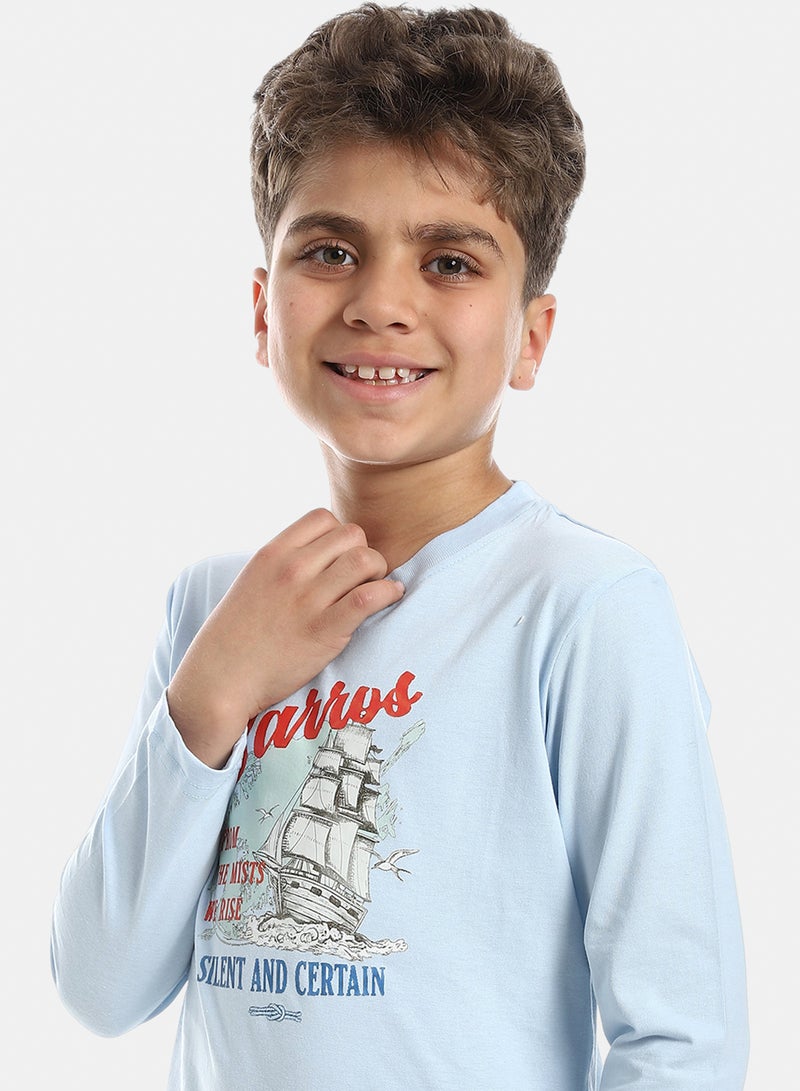 أندورا تيشيرت قطن كم طويل - تركواز - Image 4