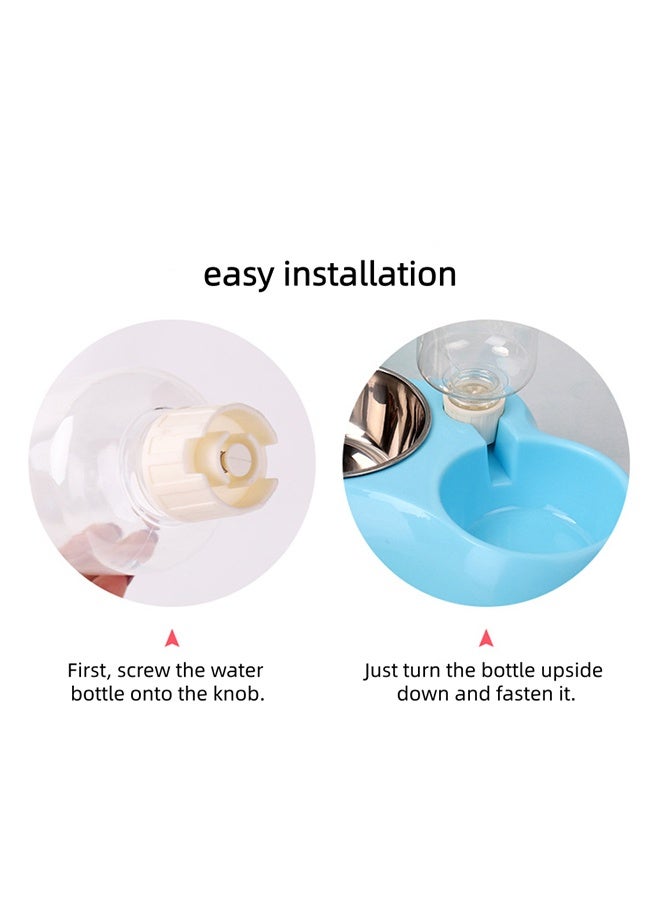 2 في 1 مشغل ماء تلقائي للحيوانات الأليفة، مجموعة وعاء الماء والطعام للقطط - أزرق - Image 3