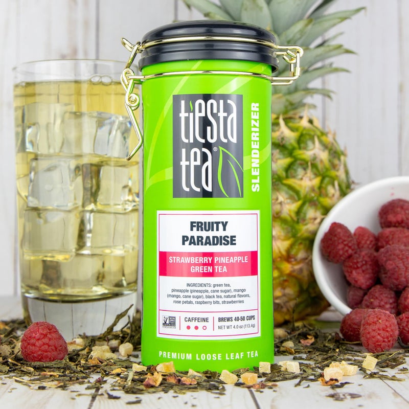 Tiesta Tea - Fruity Paradise, Loose Leaf, Strawberry Pineapple Green Tea, Premium Blend, Medium Caffeinated Green, Make Hot or Iced & Brews Up to 50 Cups, 4oz Refillable Tin - Image 2
