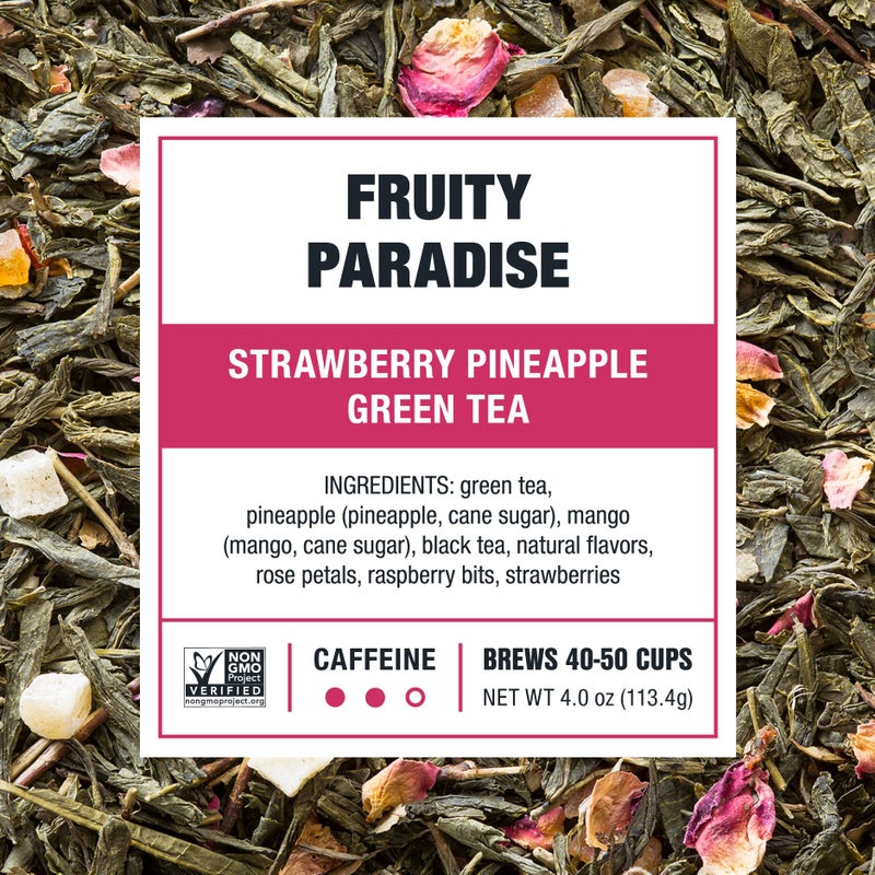 Tiesta Tea - Fruity Paradise, Loose Leaf, Strawberry Pineapple Green Tea, Premium Blend, Medium Caffeinated Green, Make Hot or Iced & Brews Up to 50 Cups, 4oz Refillable Tin - Image 3