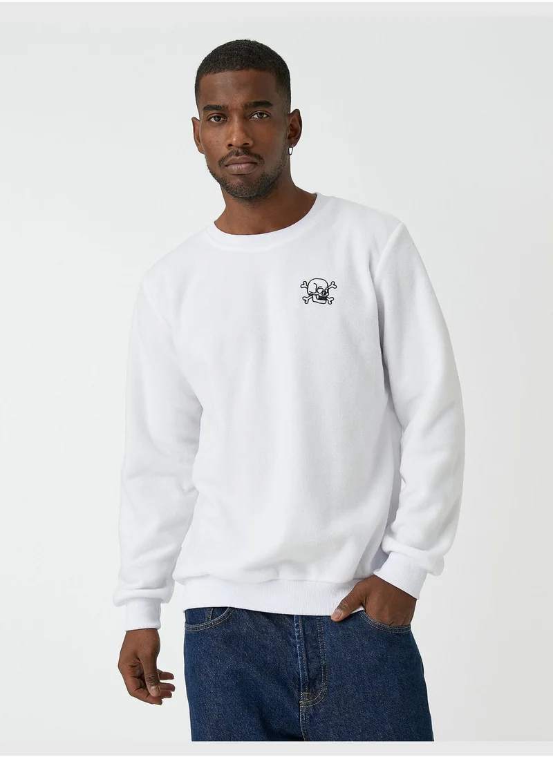 KOTON Skull Printed Sweatshirt Crew Neck