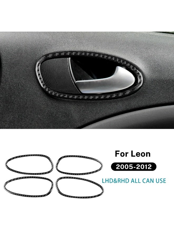 KUNGKIC Real Soft Carbon Fiber For Seat Leon MK2 SEAT Altea 2005 2006 2007 2008 2009 2010 2011 2012 Car Inner Door Handle Switch Sticker - Image 1