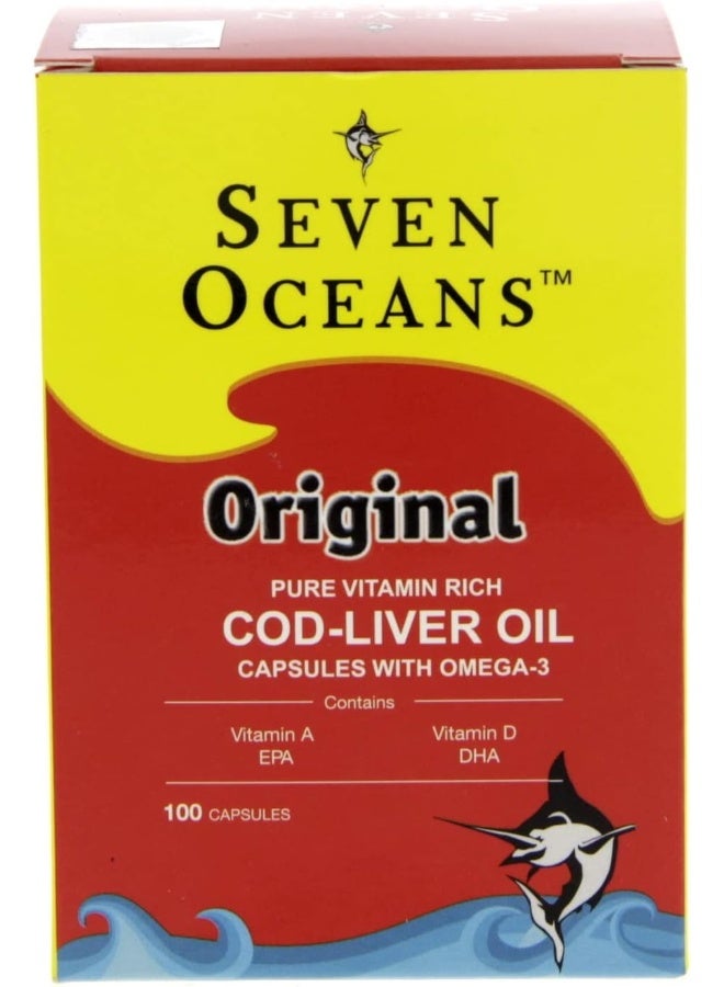 Seven Oceans Original Pure Vitamin Rich COD-Liver Oil Capsules With Omega-3 100pcs - Image 1