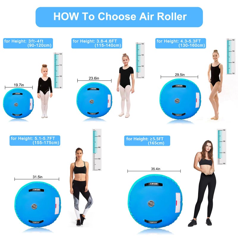 AWSUM Air Roller Gymnastics Barrel Inflatable Tumbling Mat Back Handspring Trainer for Octagon Mat Gym Home Gymnastics Equipment 1PCSï¼ŒNo Electric Pump - Image 3
