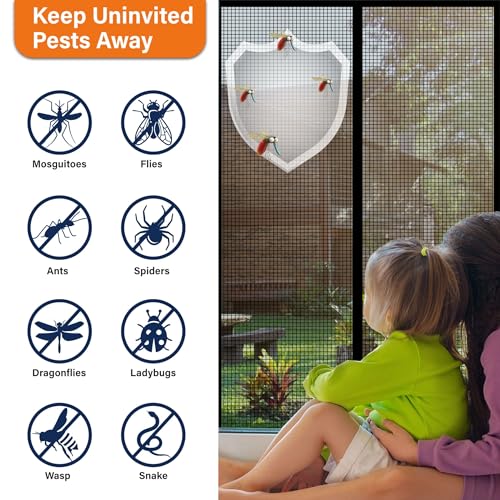 Mdavo Magnetic Screen Door，Fiberglass Screen Door Mesh，Keep Bugs Out, Heavy-Duty Mesh Curtain,Pet and Kid Friendly, Works with Front Doors, Sliding Doors（38x83 Inch Fiberglass - Image 4