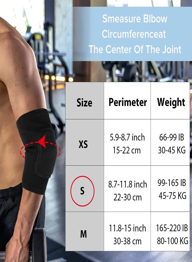 Sibba Compression Elbow Pads Arm Brace Support Fitness Arm Knee Protector Volleyball Basketball Breathable Elbow Wraps for Kids, Men and Women (Full Black, S) - Image 3