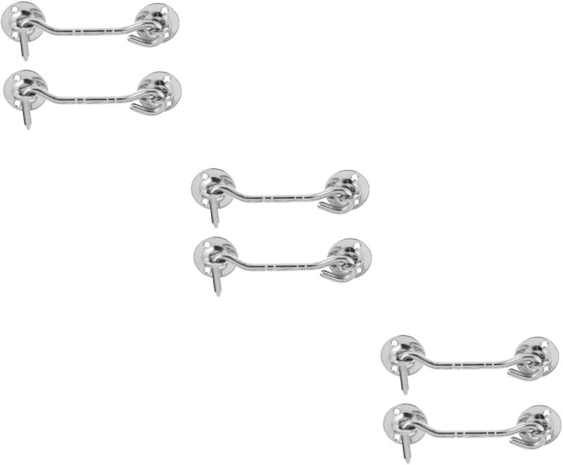 6Pcs Stainless Steel Window Hook Windproof Lock 10.5X3.4cm Easy Install Wide Use - Image 2