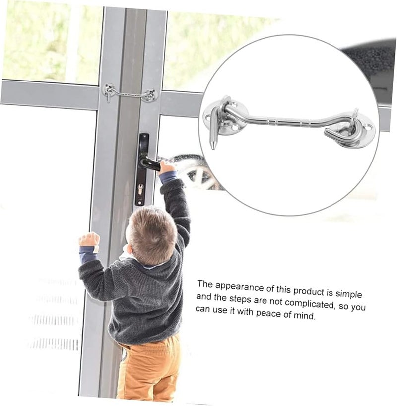 6Pcs Stainless Steel Window Hook Windproof Lock 10.5X3.4cm Easy Install Wide Use - Image 4