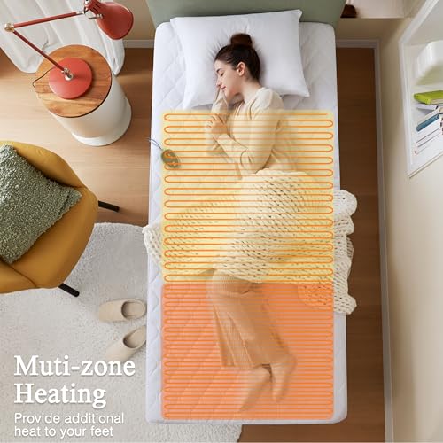 Beautyrest Cotton Blend Heated Mattress Pad Secure Comfort Technology - Luxury Quilted Electric Mattress Pad with Deep Pocket - 5-Setting Heat Controllers, Twin, White - Image 4