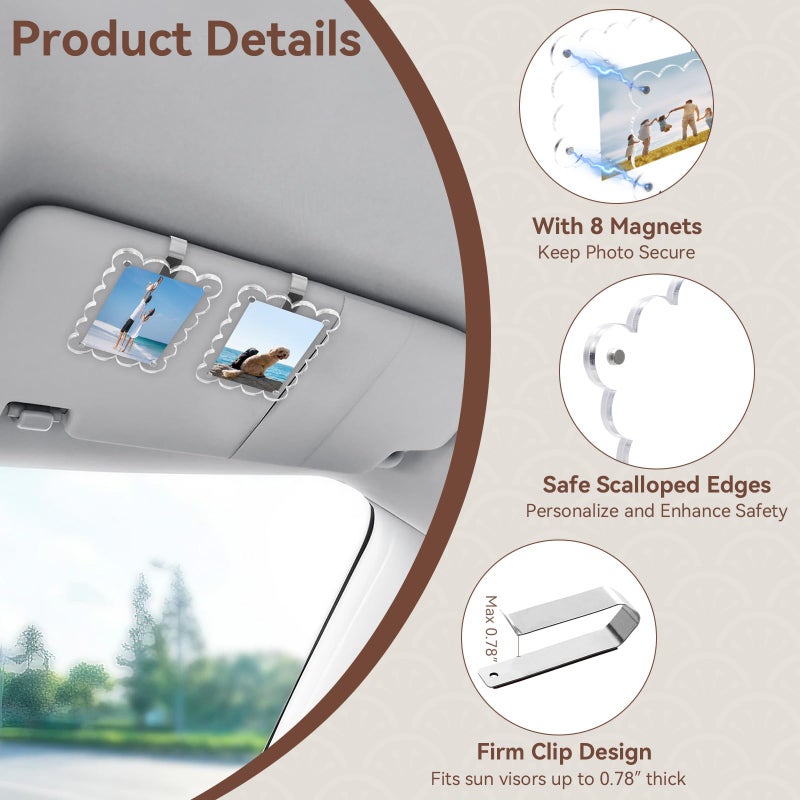 Pifoog 2 Pack Car Visor Picture Holders Clip Photo Frame Acrylic Magnetic Display Pictures Frames For Cars Sun Visor Personalized Memorial Presents For Mother Dad Friends Transparent 2.5 ? 3.7 Inch - Image 5