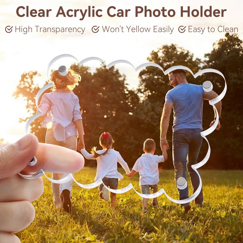 Pifoog 2 Pack Car Visor Picture Holders Clip Photo Frame Acrylic Magnetic Display Pictures Frames For Cars Sun Visor Personalized Memorial Presents For Mother Dad Friends Transparent 2.5 ? 3.7 Inch - Image 2