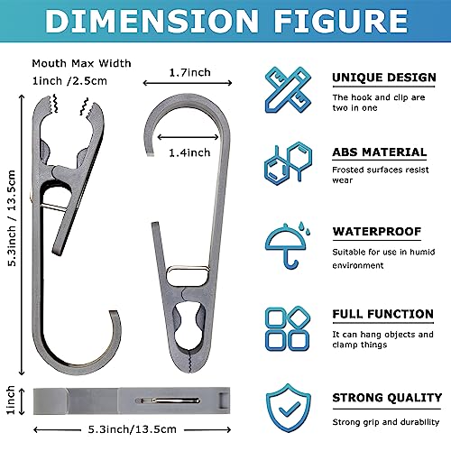 XoYoZo Laundry Hooks with Clips Hanger Closet Organizer Clamps Socks Boot Bras Towels for Bathroom Wardrobe Kitchen Office 4Pcs (Grey) - Image 4