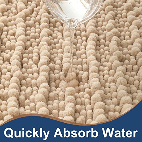 FLOLEOPA Luxury Chenille Beige Bathroom Rugs Bath Mats Sets, Extra Soft and Absorbent Bathroom Rugs Non Skid Machine Wash Dry Bath Mats（32"x20" Plus 17"x24"） - Image 4