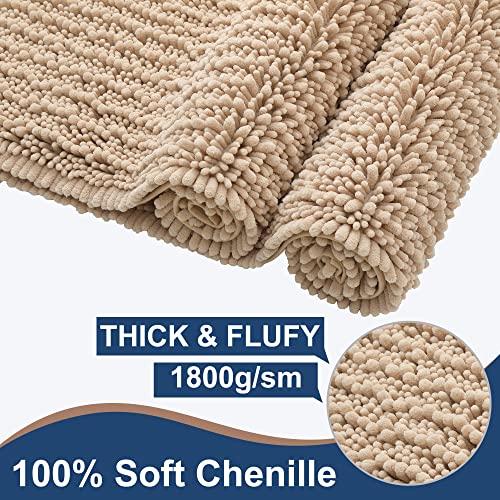 FLOLEOPA Luxury Chenille Beige Bathroom Rugs Bath Mats Sets, Extra Soft and Absorbent Bathroom Rugs Non Skid Machine Wash Dry Bath Mats（32"x20" Plus 17"x24"） - Image 3