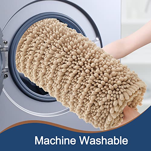 FLOLEOPA Luxury Chenille Beige Bathroom Rugs Bath Mats Sets, Extra Soft and Absorbent Bathroom Rugs Non Skid Machine Wash Dry Bath Mats（32"x20" Plus 17"x24"） - Image 5