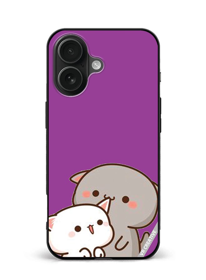 VR CREATIVE Protective Case Cover For Apple iPhone 16 Plus Two Cute Cats Design Multicolour