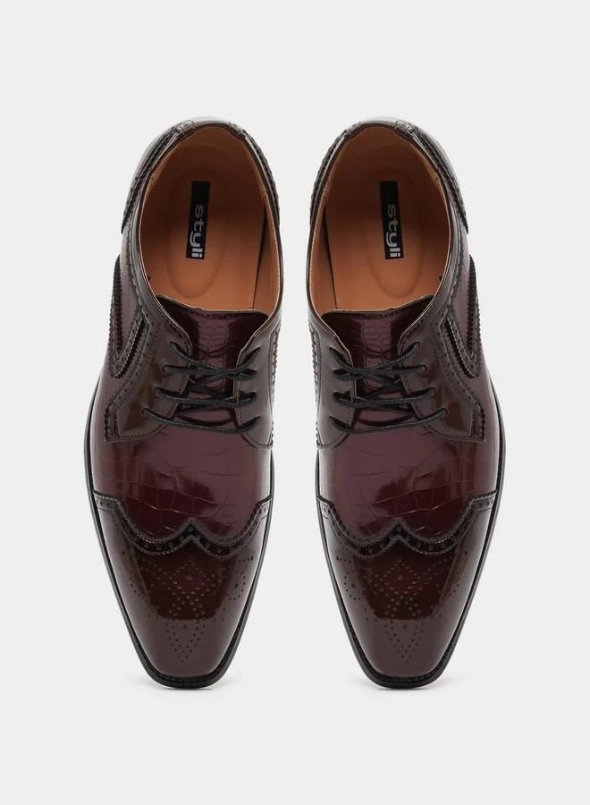 Styli Faux Leather Pointed Toe Derby Shoes