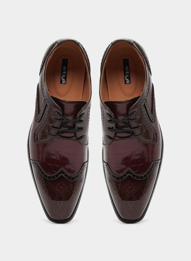 Styli Faux Leather Pointed Toe Derby Shoes  - Image 5