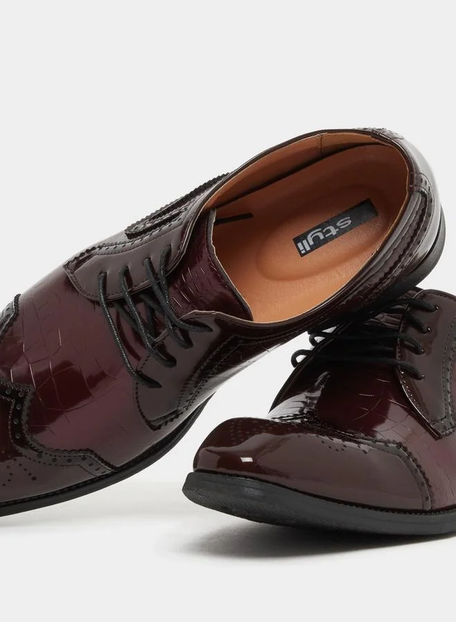 Styli Faux Leather Pointed Toe Derby Shoes