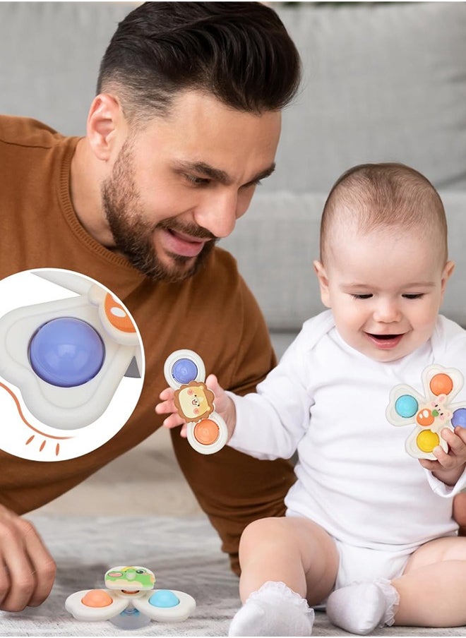 Generic - Baby Spinning Toy with Strong Pop Suction Cups, Fidget Spinner Toy with Animatronic Design for 1 2 Year Old Kids and Toddlers, Boys and Girls, 3 Packs - Image 1