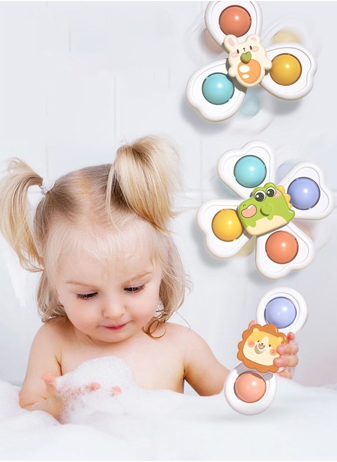 Generic - Baby Spinning Toy with Strong Pop Suction Cups, Fidget Spinner Toy with Animatronic Design for 1 2 Year Old Kids and Toddlers, Boys and Girls, 3 Packs - Image 1
