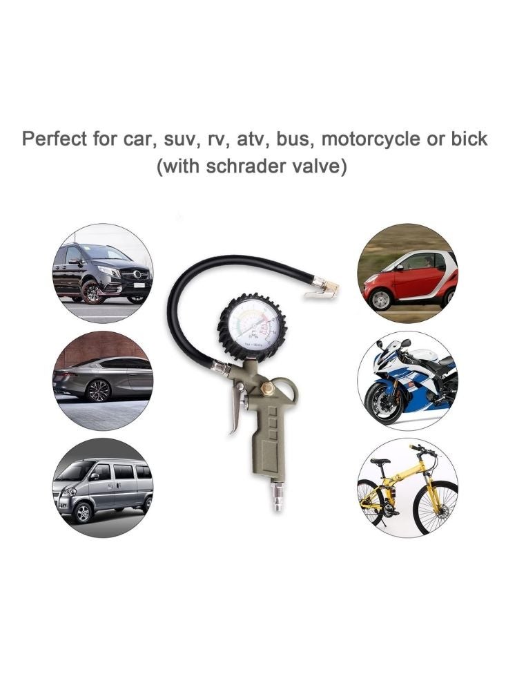 Premium Tire Inflator Air Pressure Gauge – Heavy-Duty Air Compressor Tool for Cars & Bikes - Image 2