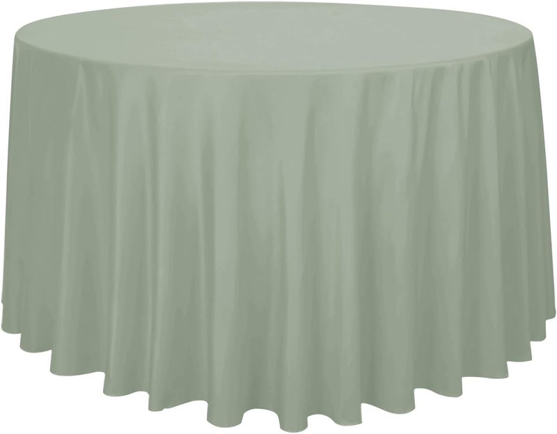 Obstal Global upgraded practical design 210GSM Round Table Cloth, Oil-Proof Spill-Proof and Water Resistance Microfiber Tablecloth, Decorative Fabric Circular Table Cover for Outdoor and Indoor Use (Sage Green, 108 Inch Diameter) Compact design - Image 1