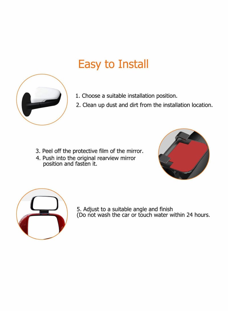 SYOSI Blind Spot Mirror-Side Mirror Wide Angle Mirror HD Glass Convex 360 Degree Rotation Car Rear Auxiliary Mirror with Adjustable Sticker Automotive Exterior Accessories for Cars Trucks（2 PCS）  - Image 2