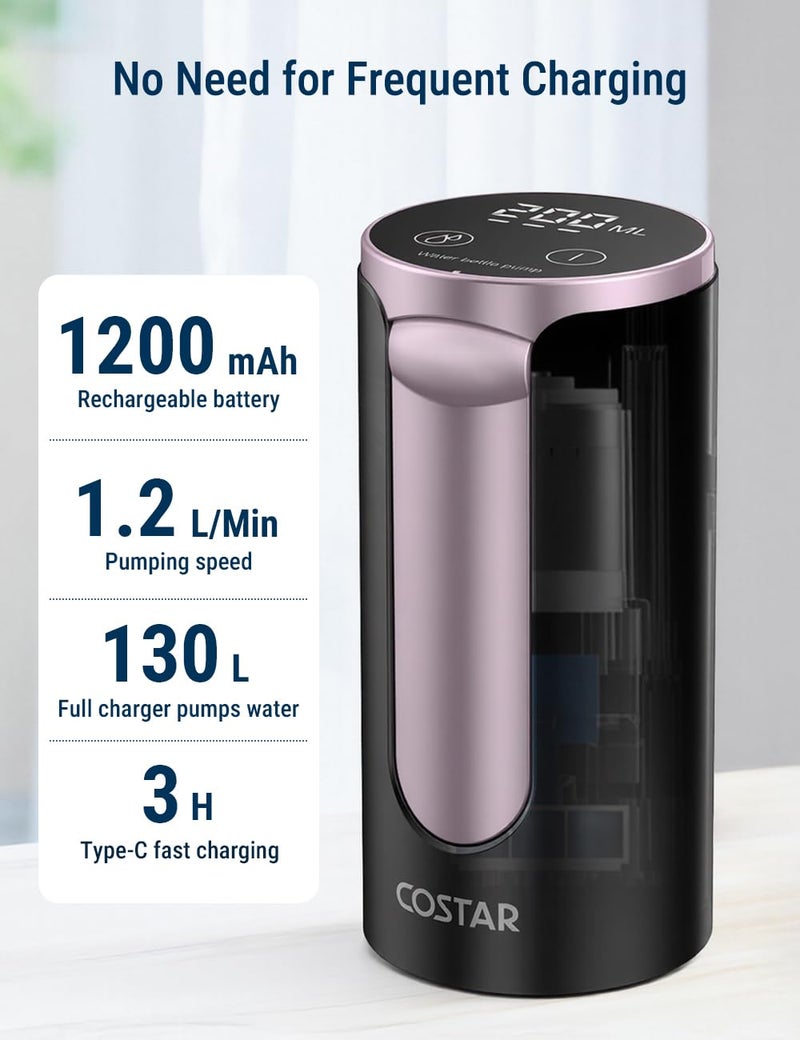 COSTAR Portable Wireless Water Dispenser Pump for 20 Litre Bottle, Automatic Water Pump with Led Digital Display, Water Dispenser Smart Touch, Rechargeable Battery, Foldable, 1200mAh - Image 4