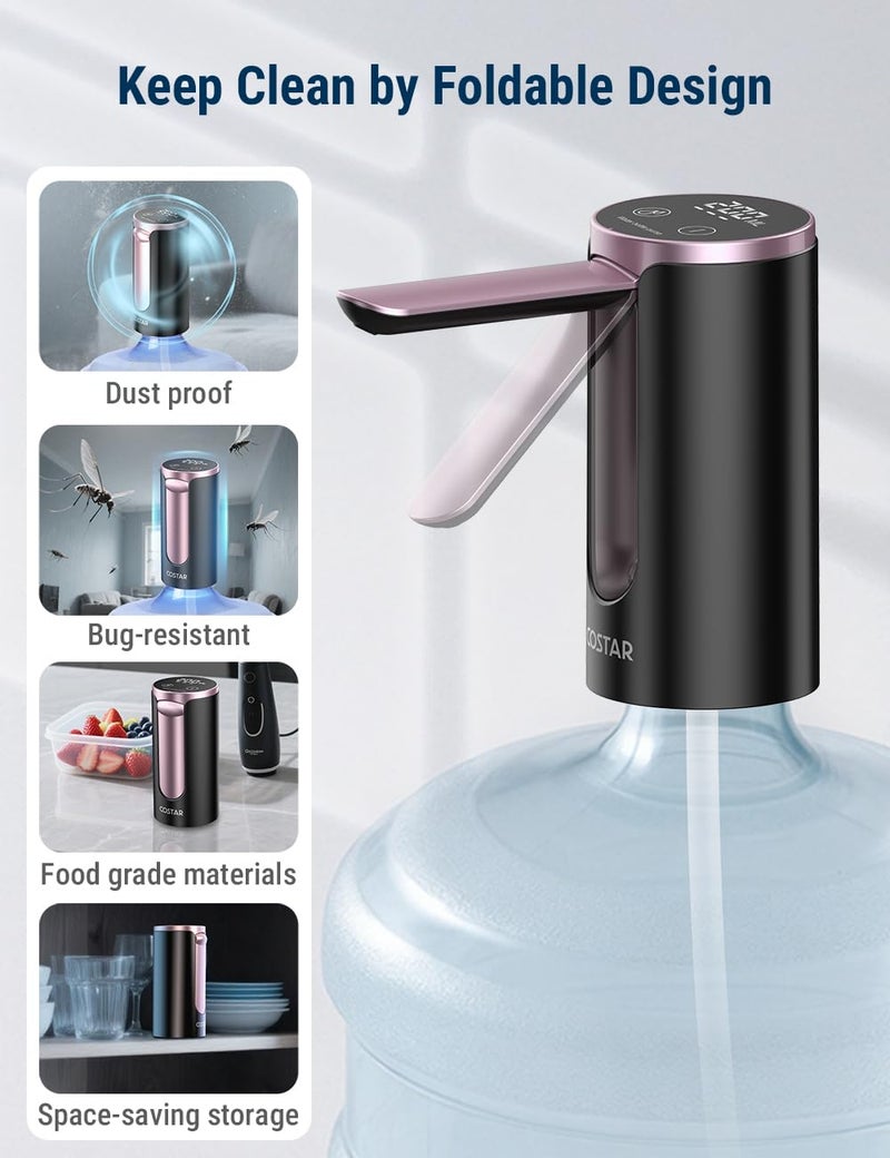 COSTAR Portable Wireless Water Dispenser Pump for 20 Litre Bottle, Automatic Water Pump with Led Digital Display, Water Dispenser Smart Touch, Rechargeable Battery, Foldable, 1200mAh - Image 3