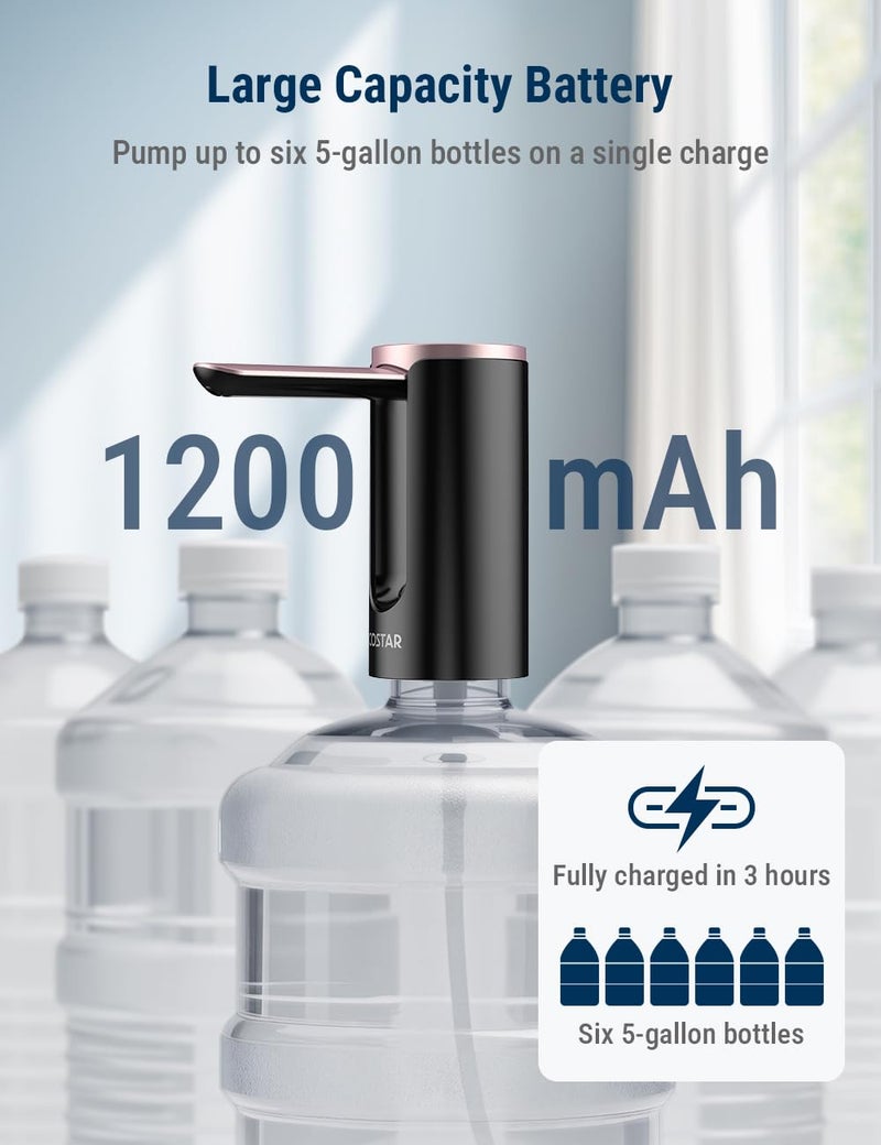 COSTAR Portable Wireless Water Dispenser Pump for 20 Litre Bottle, Automatic Water Pump with Led Digital Display, Water Dispenser Smart Touch, Rechargeable Battery, Foldable, 1200mAh - Image 5