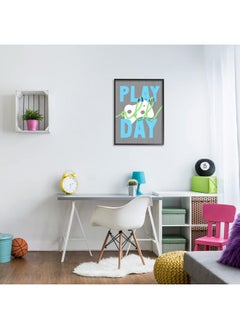 Stupell Industries Play All Day Phrase Rustic Video Game Controller, Designed By Daphne Polselli Black Framed Wall Art, 24 X 30, White  - Image 2