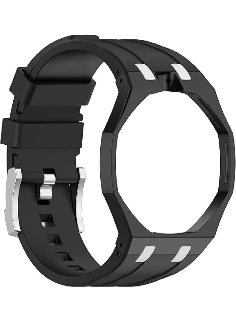 Rugged Case Band Compatible with Swatch Royal Pop Watch Band, Sports Silicone Strap with Shockproof Frame Bumper Case for Men Women Strap (Black) - Image 4