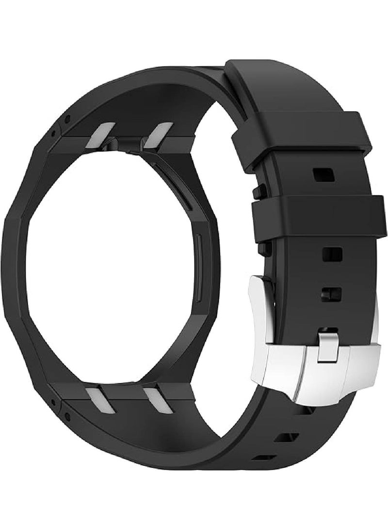 Rugged Case Band Compatible with Swatch Royal Pop Watch Band, Sports Silicone Strap with Shockproof Frame Bumper Case for Men Women Strap (Black) - Image 3