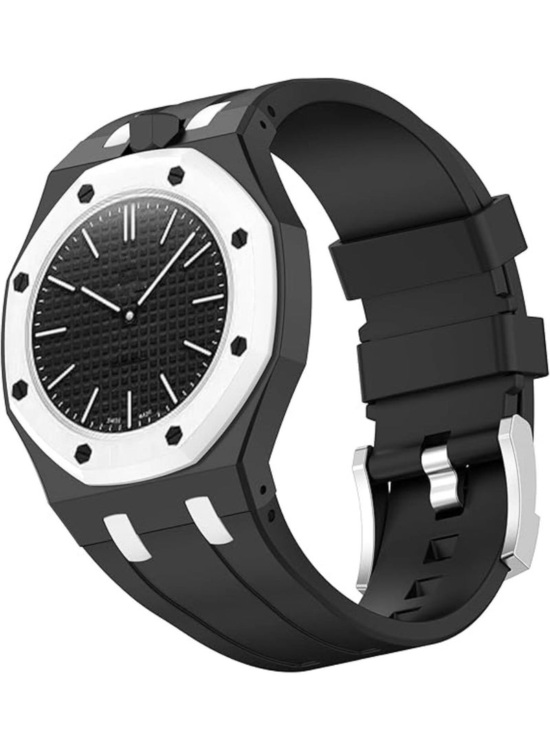 Rugged Case Band Compatible with Swatch Royal Pop Watch Band, Sports Silicone Strap with Shockproof Frame Bumper Case for Men Women Strap (Black) - Image 1