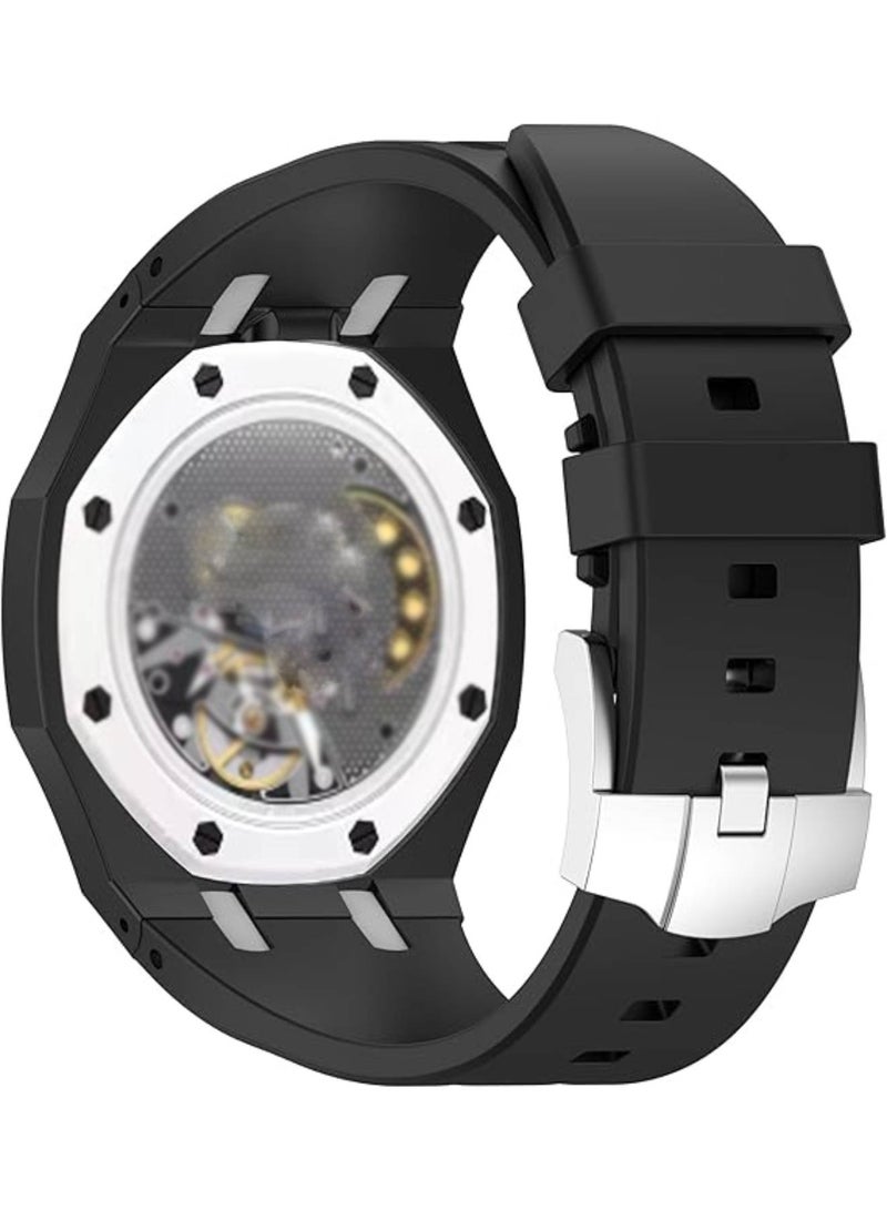 Rugged Case Band Compatible with Swatch Royal Pop Watch Band, Sports Silicone Strap with Shockproof Frame Bumper Case for Men Women Strap (Black) - Image 2