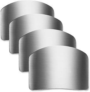 Promifun Promifun Stainless Steel Finger Guard, Kitchen Finger Protector, 4 Pcs of Knife Guard, For Dicing and Slicing in - Image 1