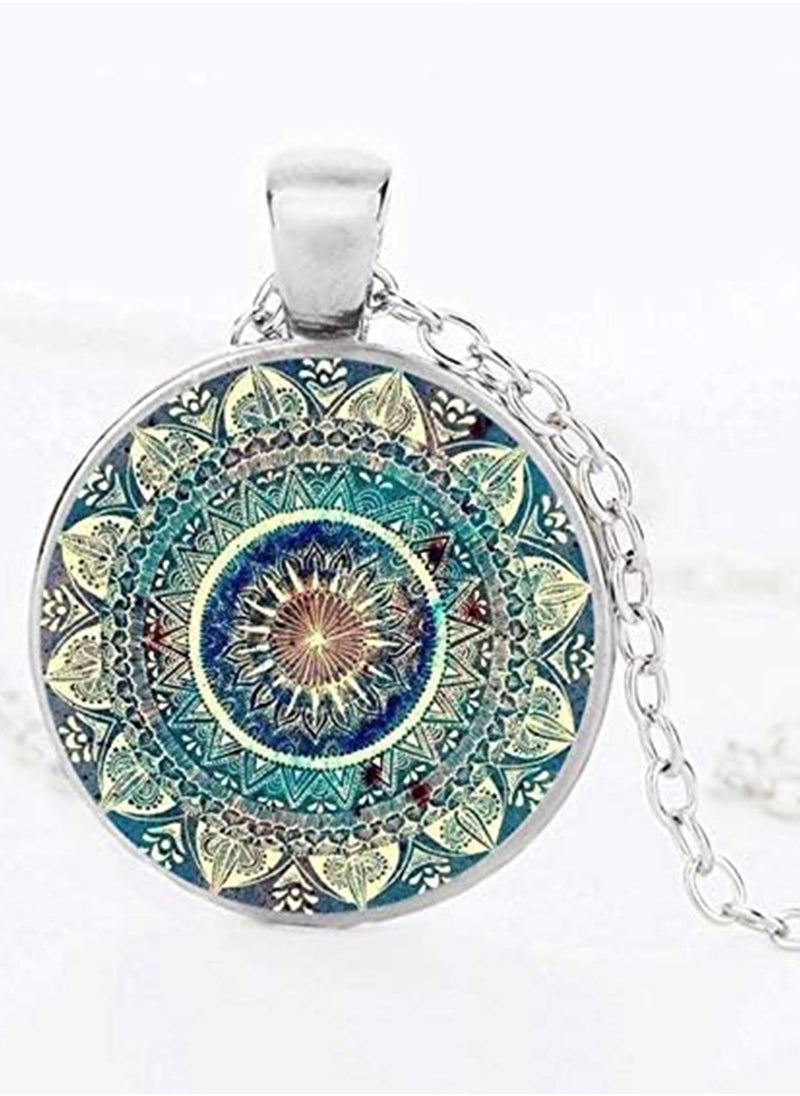HANAMICHI Pendant necklace fashion new accessories Mandala Yoga time gemstone necklace Fashion glass pendant necklace European and American jewelry  - Image 1