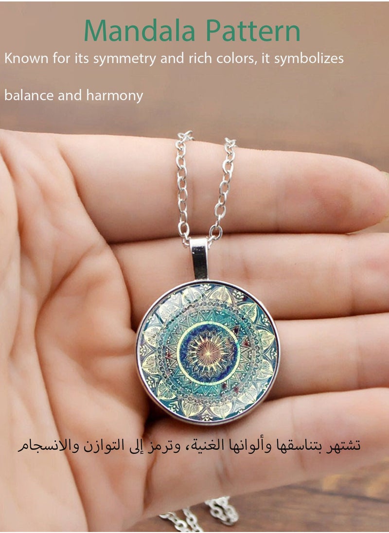 HANAMICHI Pendant necklace fashion new accessories Mandala Yoga time gemstone necklace Fashion glass pendant necklace European and American jewelry  - Image 2