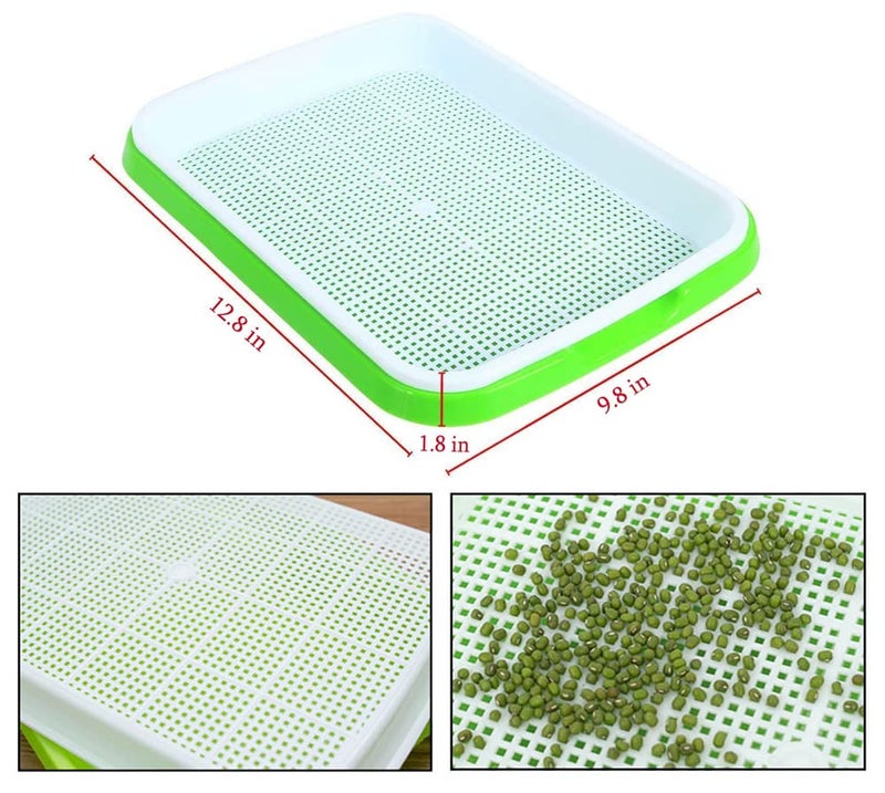SHEING Seed Sprouter Tray 5 Pack, BPA Free Nursery Tray Seed Germination Tray Healthy Wheatgrass Seeds Grower & Storage Trays for Garden Home Office,Polypropylene (PP),Green,Grey - Image 4