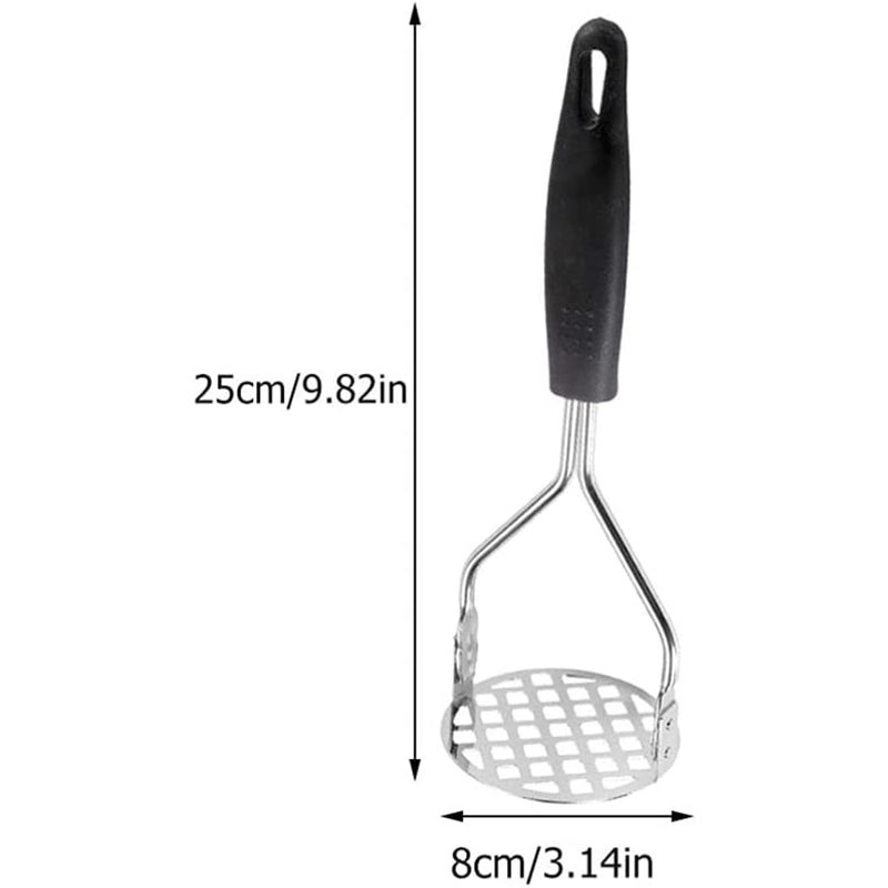 Swilak SWILAK Household Potato Masher Kitchen Electroplating Convenient Masher Vagetables Crusher Mashed Potato Masher with Non Slip Heat Resistance Handle Large Round Press Plate Black - Image 2