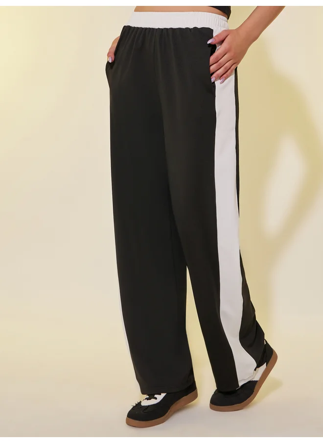 تايك تو Take Two Side Stripe Elasticated Waistband Wide Leg Pants
