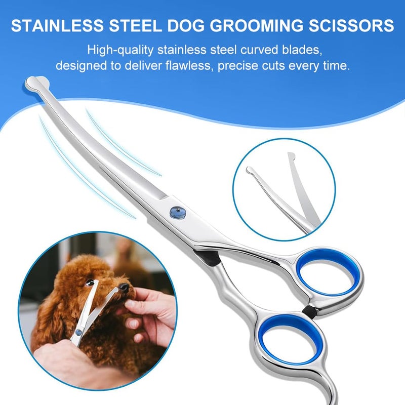 Zibuyu® Dog Grooming Scissors Pet Products, 6 inches Round Tips Pet Grooming Shears for Dog Cat on Face Paw Hair Trimming for Right and Left Handed Stainless Steel - Image 2