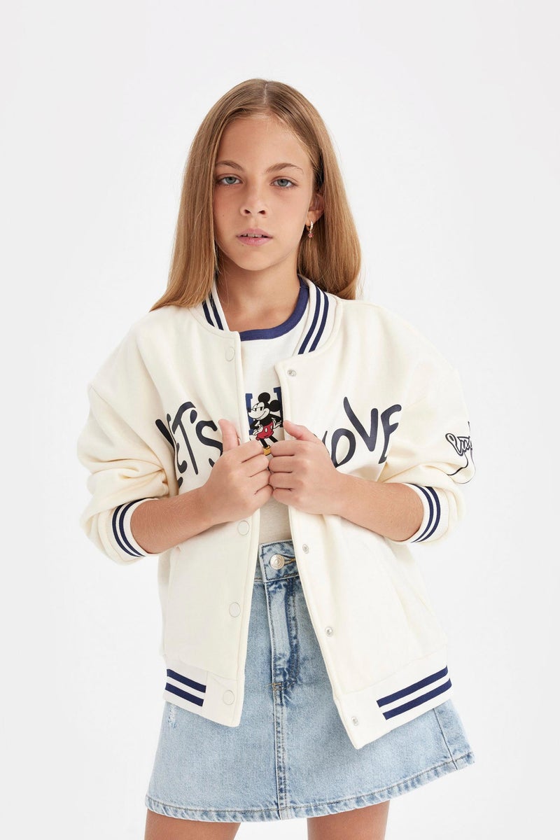 DeFacto Girl Printed College Collar Bomber Jacket - Image 4