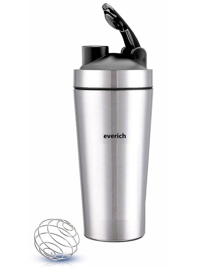 RJ kitchenware Store Steel Pro Shaker 750 ml with Steel Whisk, Leakproof Gym Shaker Bottle for Supplements, Pristine (Silver) - Image 1