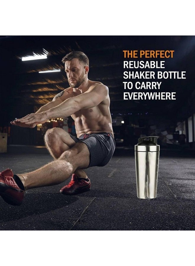 RJ kitchenware Store Steel Pro Shaker 750 ml with Steel Whisk, Leakproof Gym Shaker Bottle for Supplements, Pristine (Silver) - Image 3