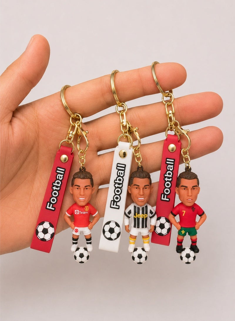 3-Piece Cristiano Ronaldo Football Keychain Fifa Football - Image 1