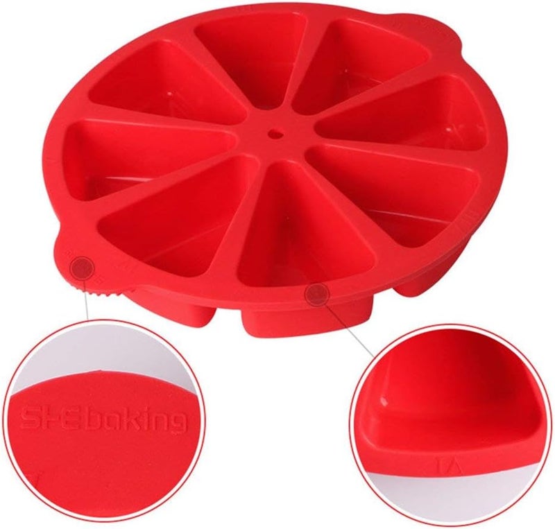 SHEbaking Scone Pan Silicone Triangle Cake Mold for Baking Nonstick Cornbread Pan 8 Cavity Pie Silicone Mold Perfect for Brownies, Muffin, Cupcake, Soap, polenta, or biscuits (Red) - Image 3