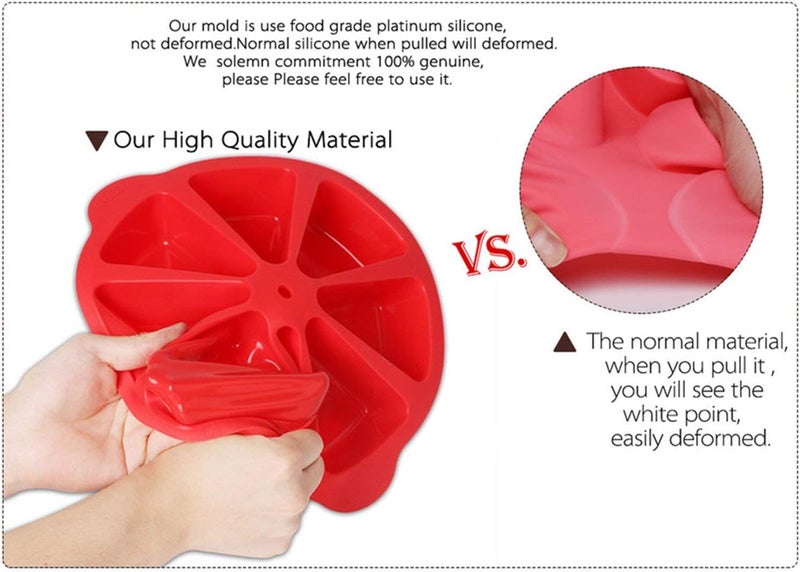 SHEbaking Scone Pan Silicone Triangle Cake Mold for Baking Nonstick Cornbread Pan 8 Cavity Pie Silicone Mold Perfect for Brownies, Muffin, Cupcake, Soap, polenta, or biscuits (Red) - Image 5